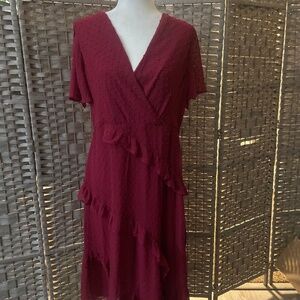 Lulus lum Swiss Dot Ruffled Midi Dress (NWT)  (XL)